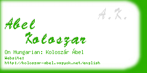 abel koloszar business card
